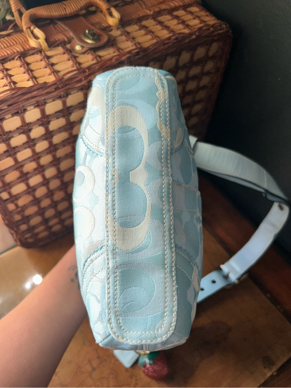 COACH 2006 Optic Signature light blue VINTAGE Canvas/Leather shoulder bag - Picture 10 of 16